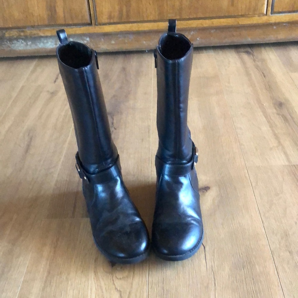 Black Leather Knee-High Boots